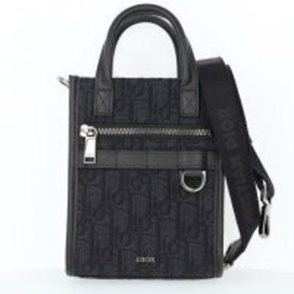 Christian Dior Safari North South Tote Bag Oblique Jacquard Calfskin Black